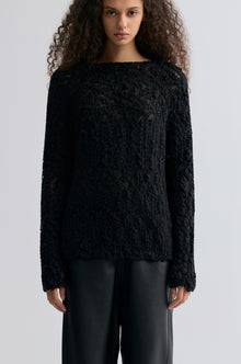 Textured Chunky-knit Sweater Black