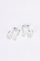 Reversible silver pearl hoop earrings