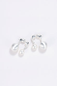 Reversible silver pearl hoop earrings