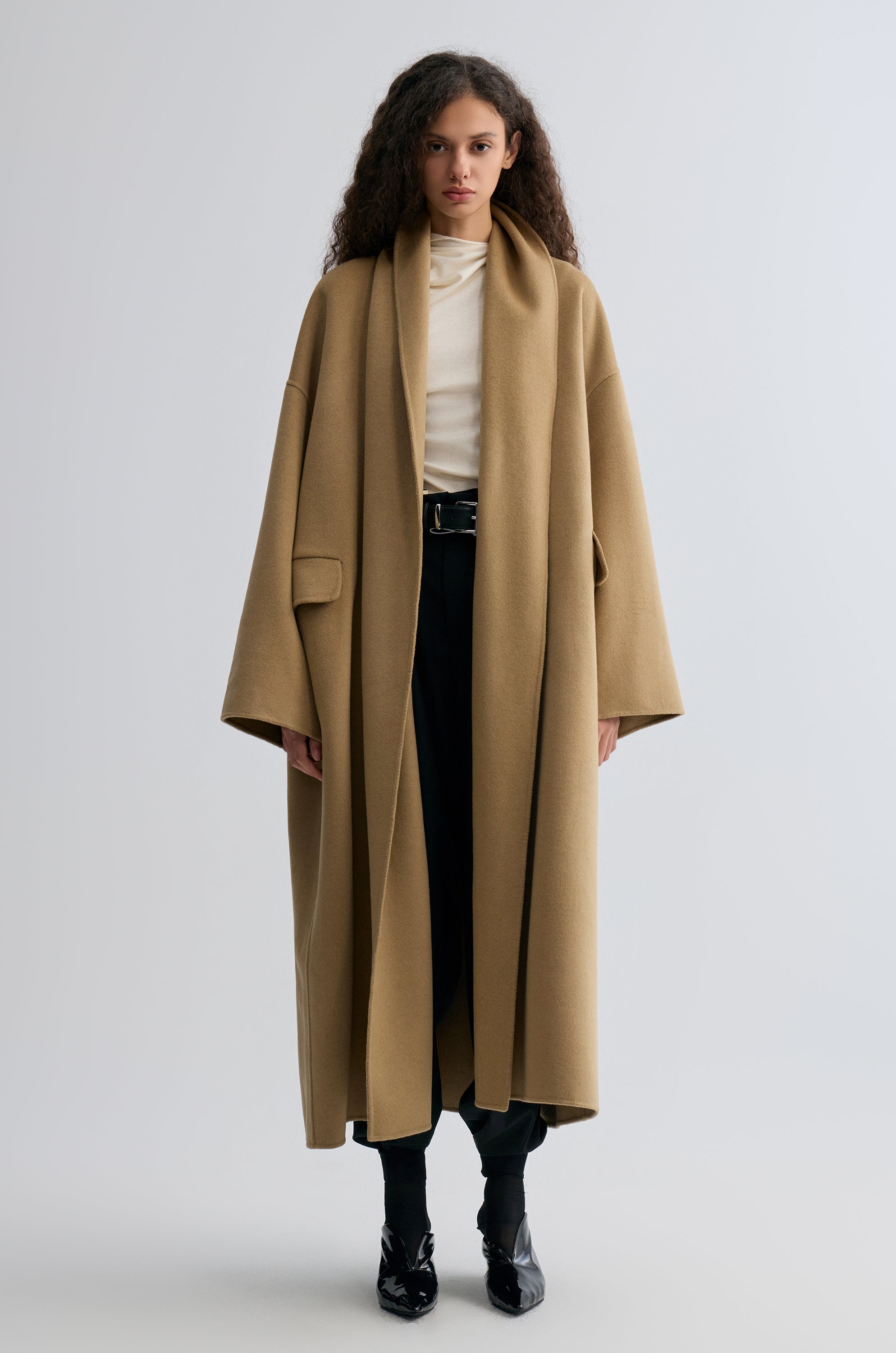 Oversized Double-faced Scarf Coat Hazel