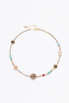 Tide gold-plated and seashell beaded necklace Beige