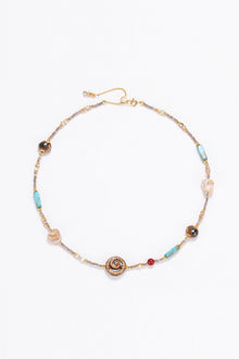 Tide gold-plated and seashell beaded necklace Beige
