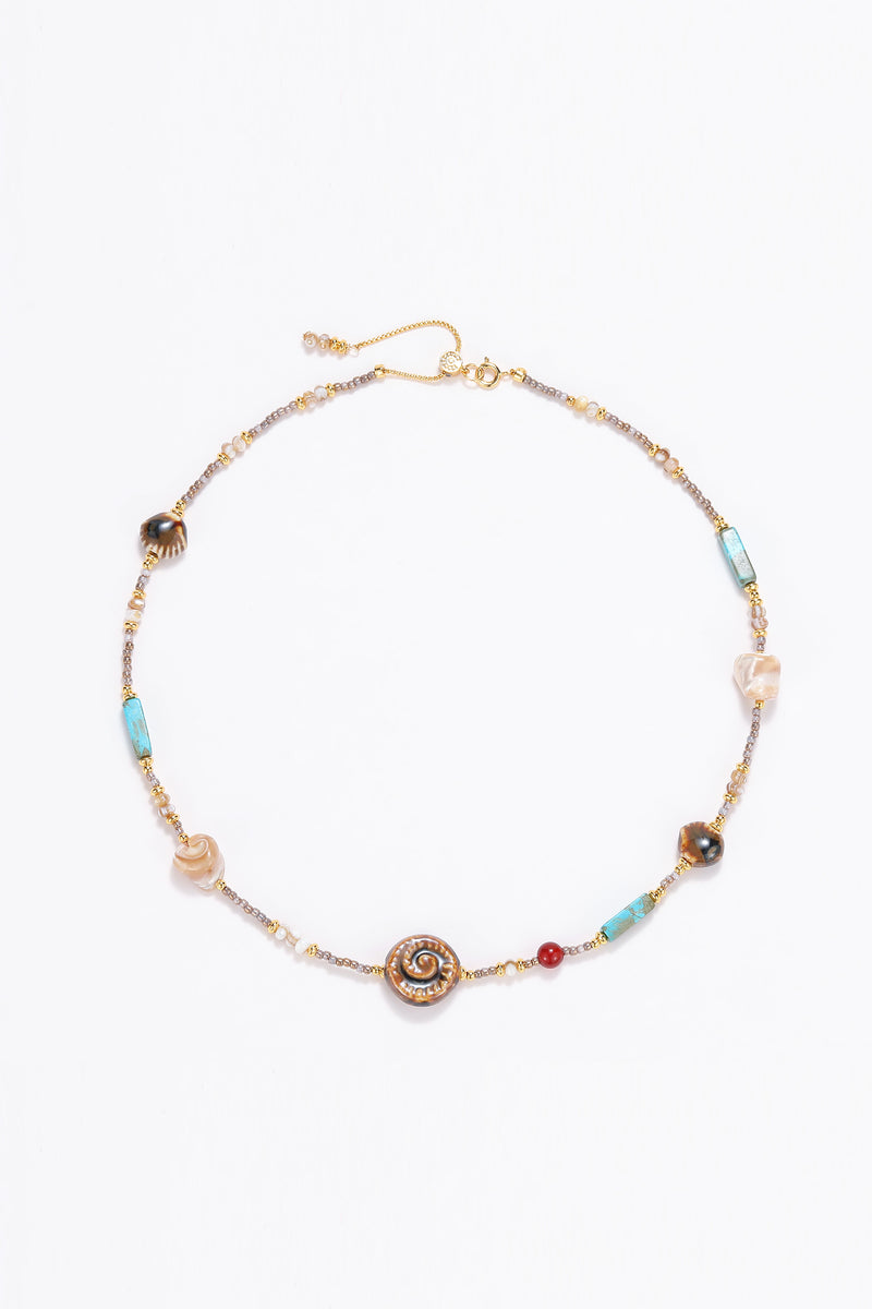 Tide gold-plated and seashell beaded necklace