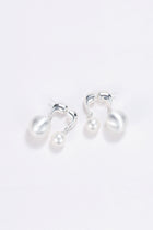 Reversible silver pearl hoop earrings
