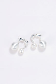 Reversible silver pearl hoop earrings