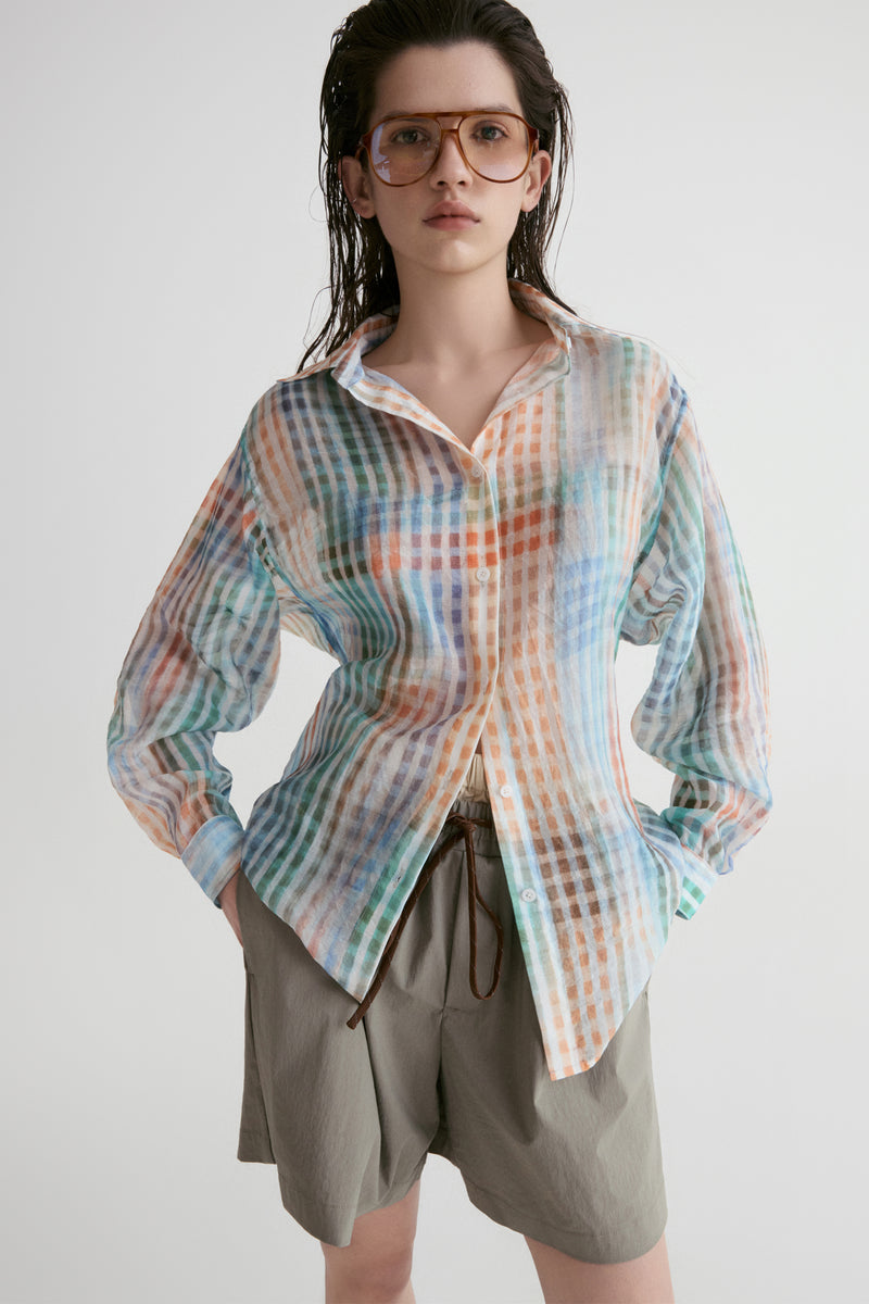 Amalfi Checked Sheer Oversize Shirt