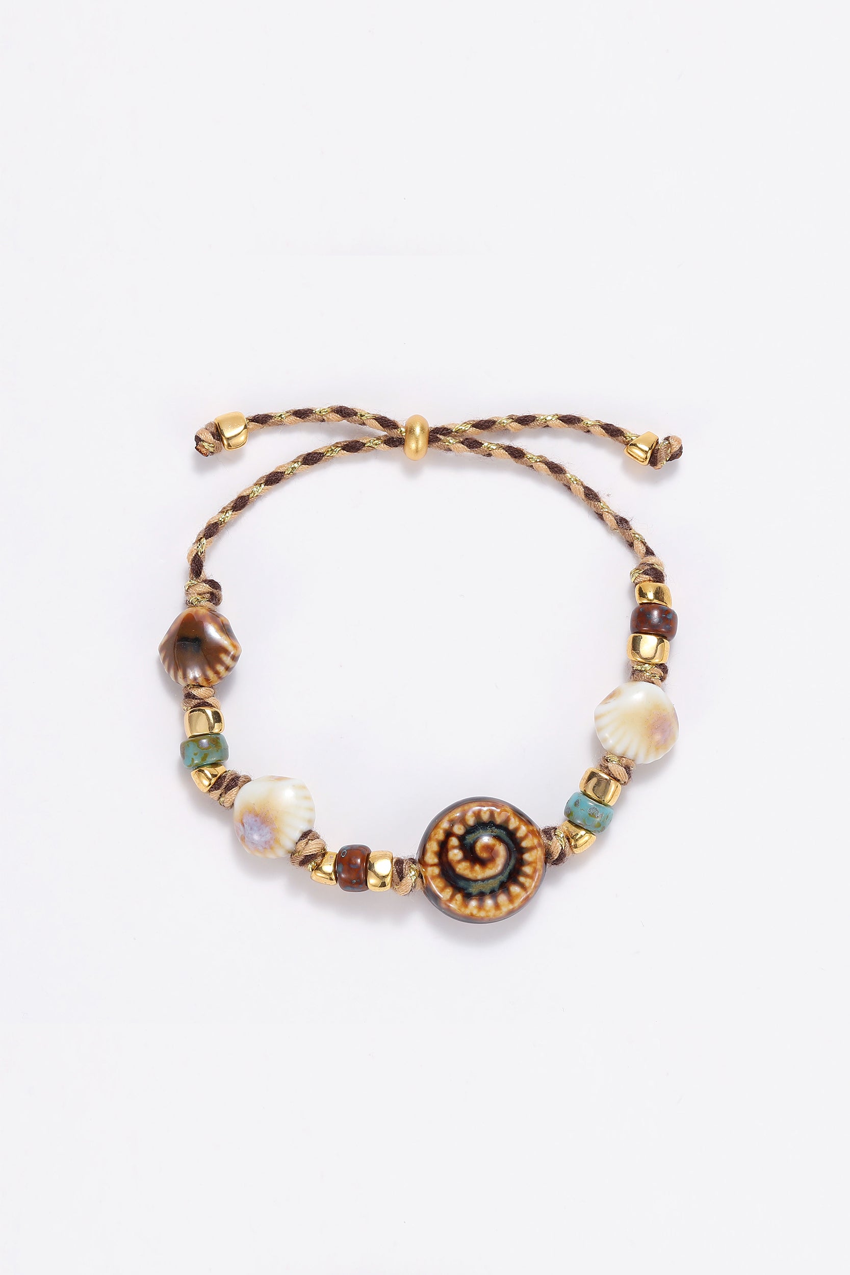 Tide gold-plated and seashell beaded bracelet Beige