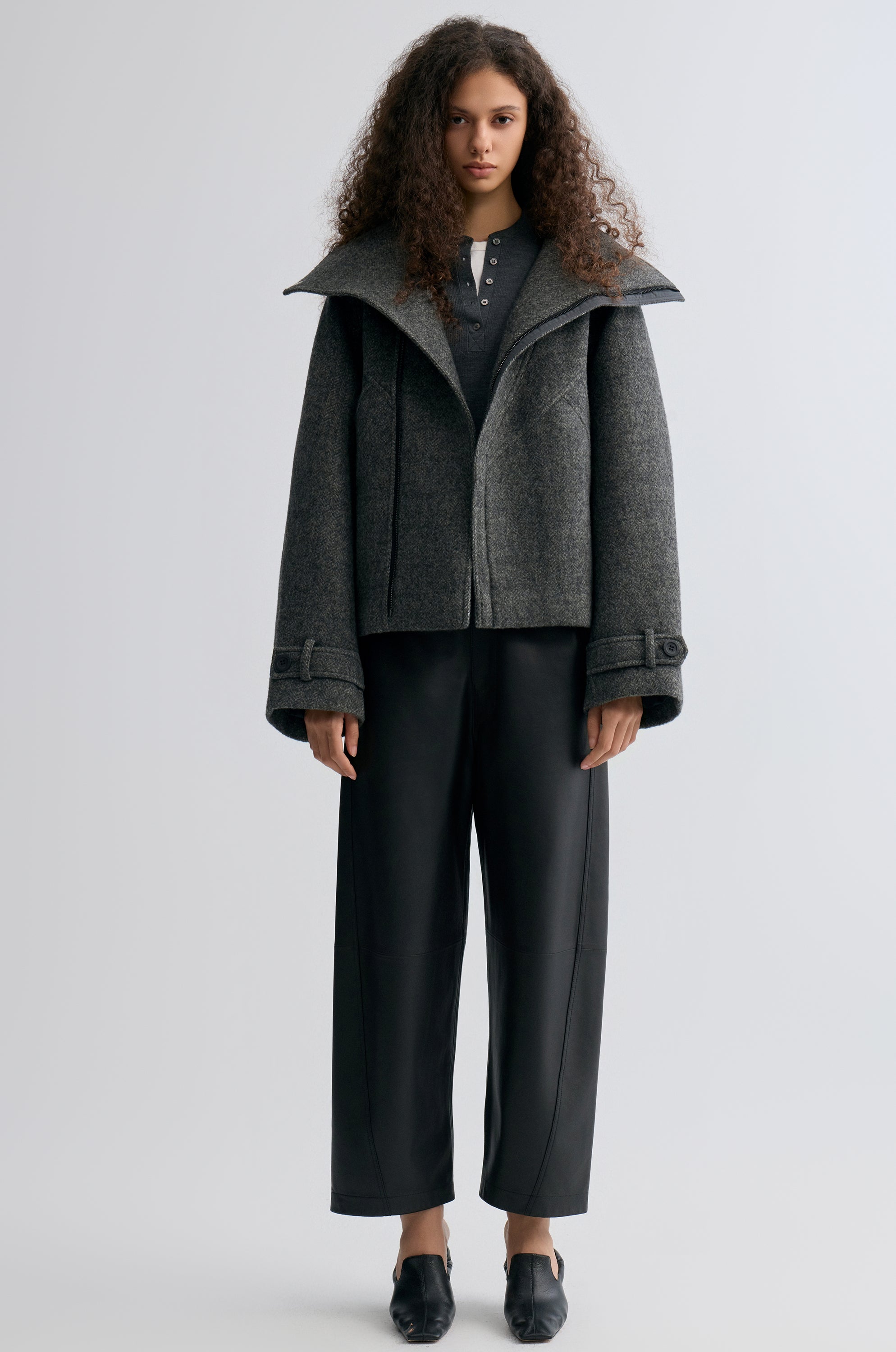 Leather Balloon Pants Black