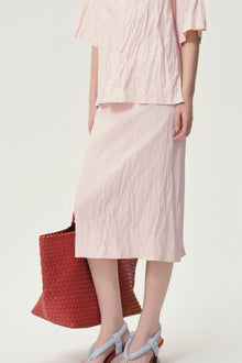 Crinkled Gauze Skirt Peach
