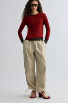 Washed Baggy Cargo Trousers Dusty Ivory