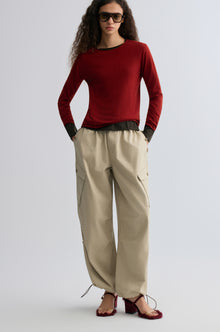 Washed Baggy Cargo Trousers Dusty Ivory