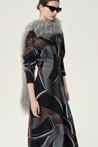 Printed Draped-waist Dress Multi