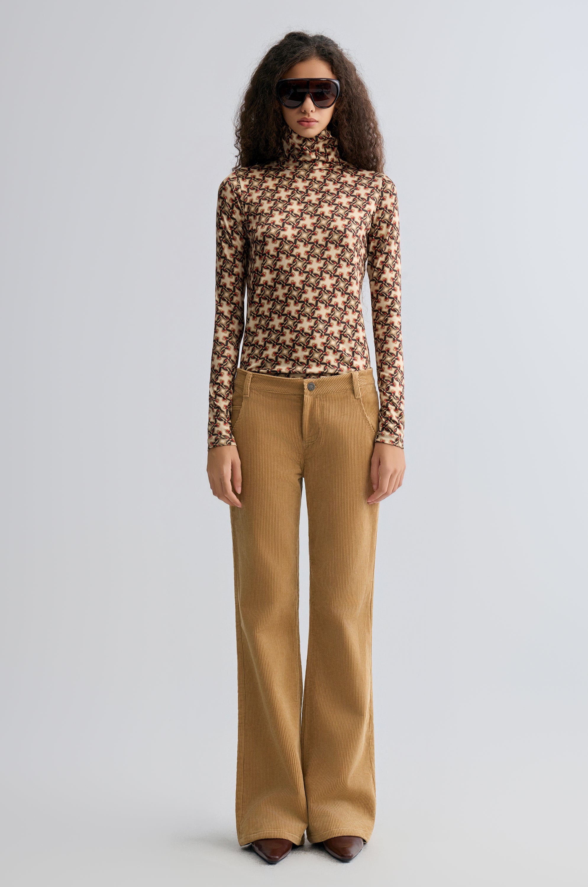 Corduroy Flared Trousers Sand