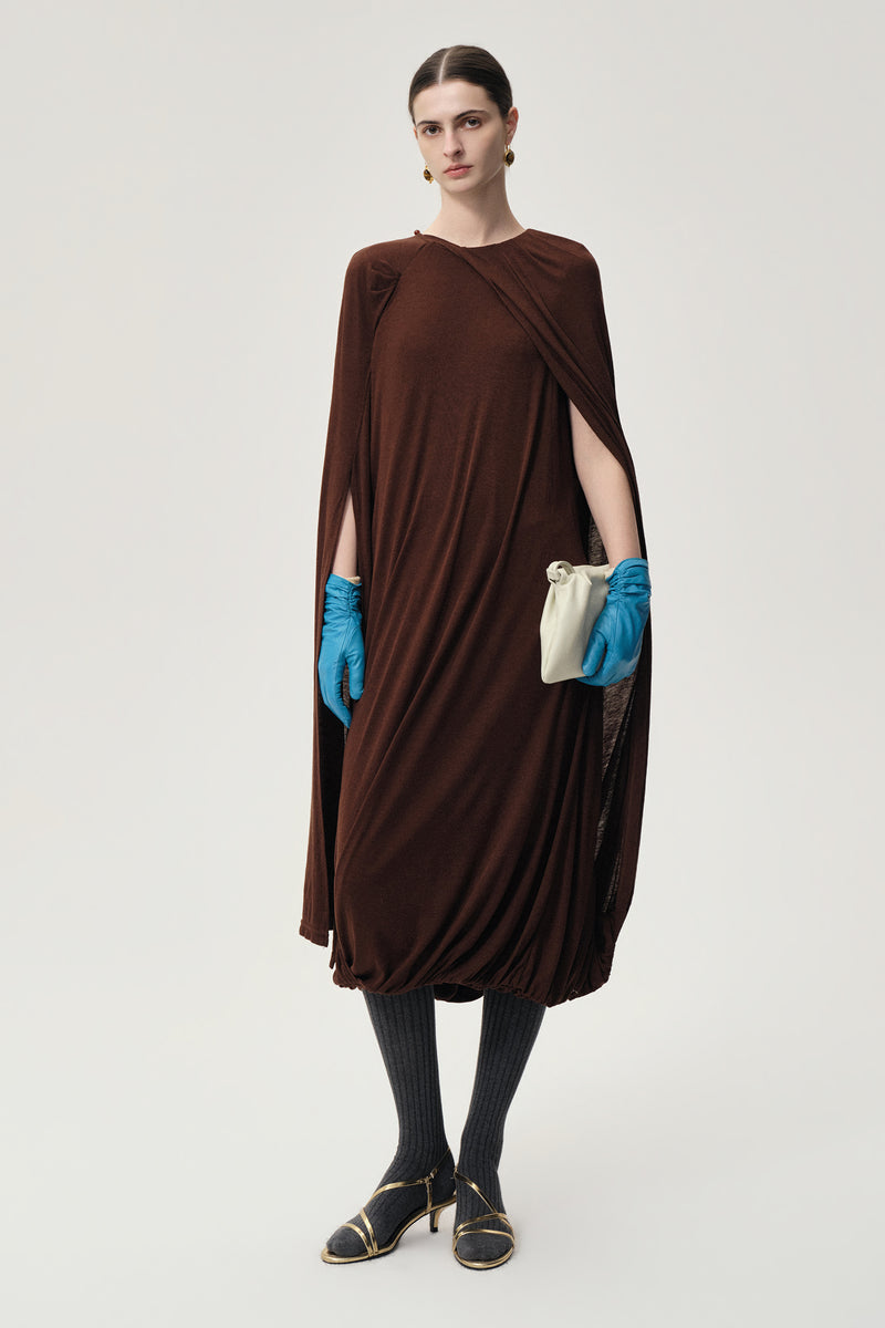 Opera Twisted Jersey Dress Cocoa Brown