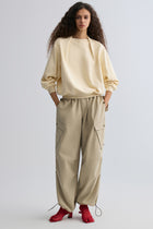 Cotton Panelled Sweater Cream