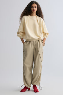 Cotton Panelled Sweater Cream