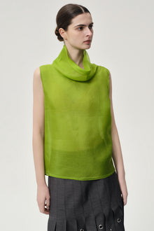 Silk Organza Turtleneck Top Ivy Green