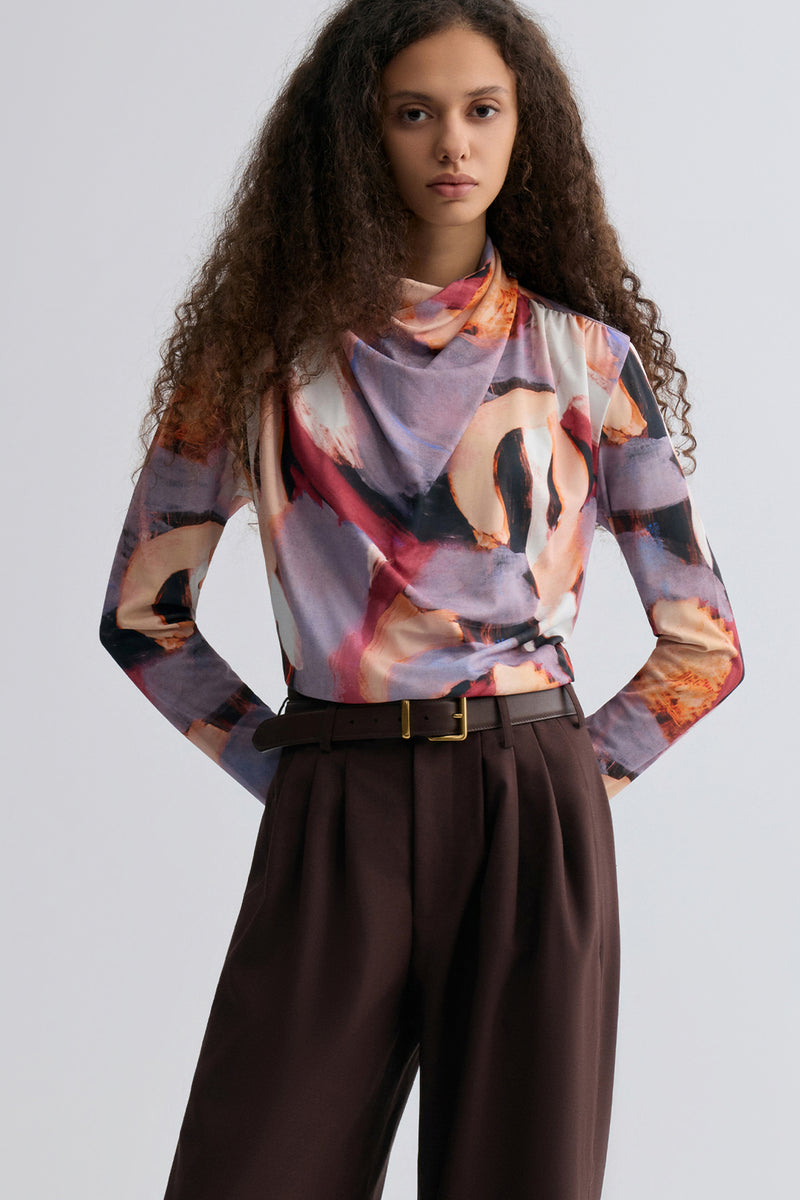 Verve Cowl Jersey Top Mauve