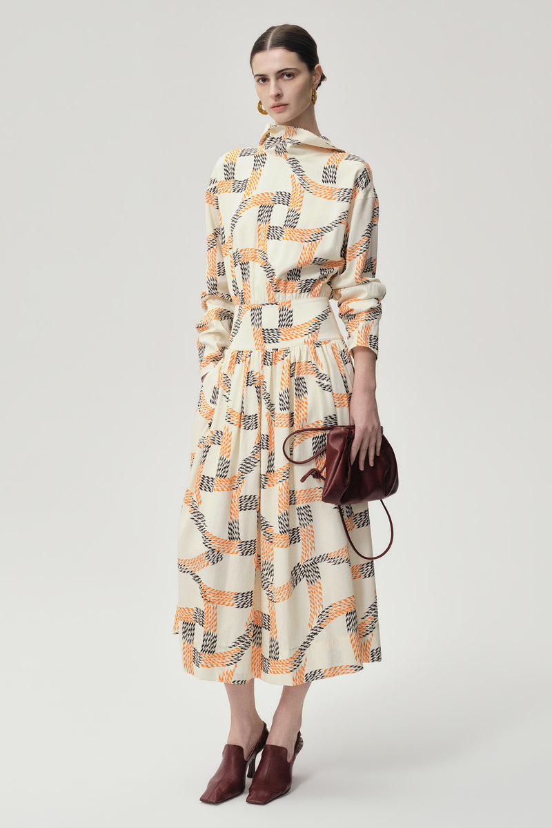 Printed Trompe-L'Ceil Dress Multi