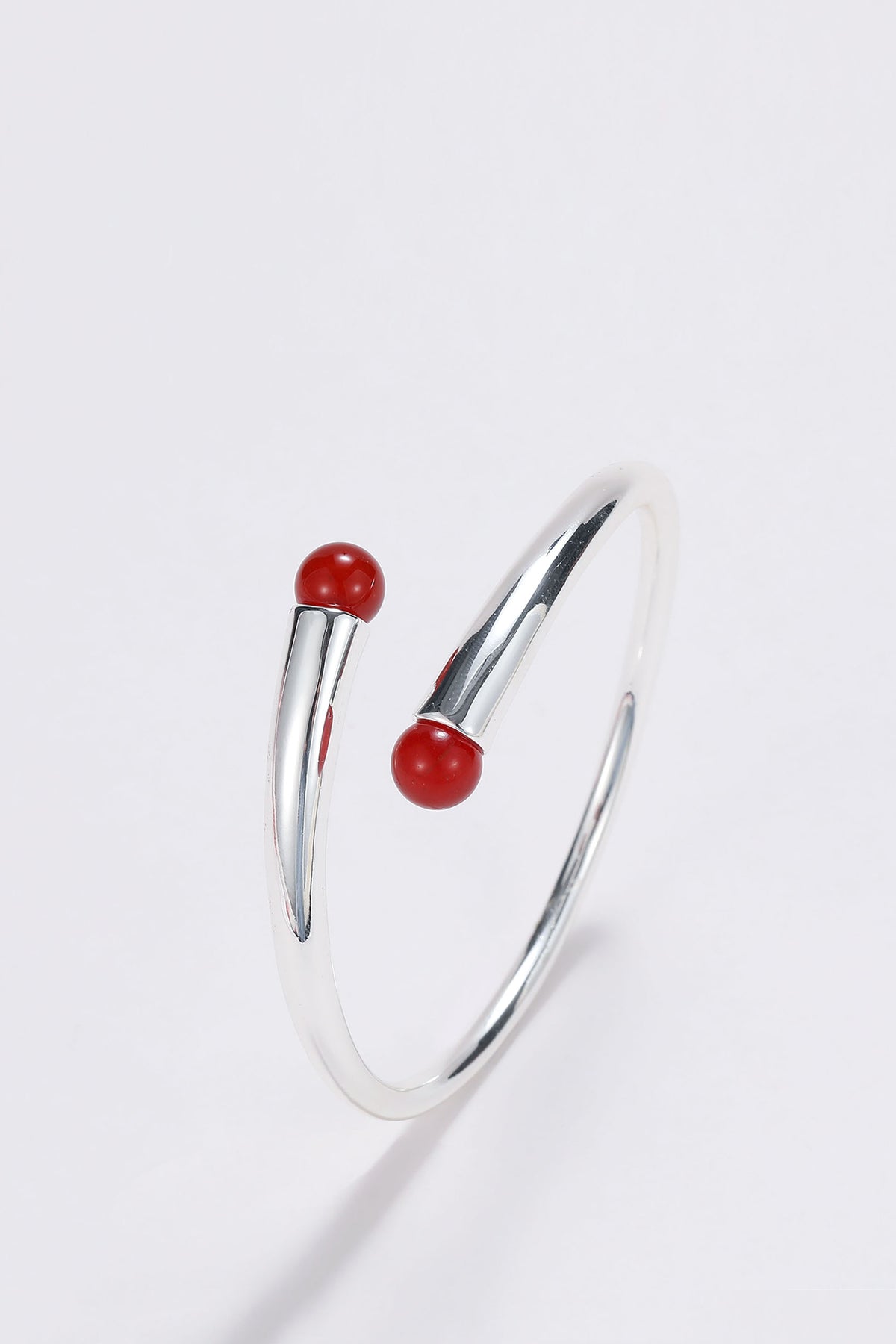 Silver carnelian wrap cuff bracelet