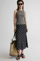 Hand-drawn Stripe Midi Skirt
