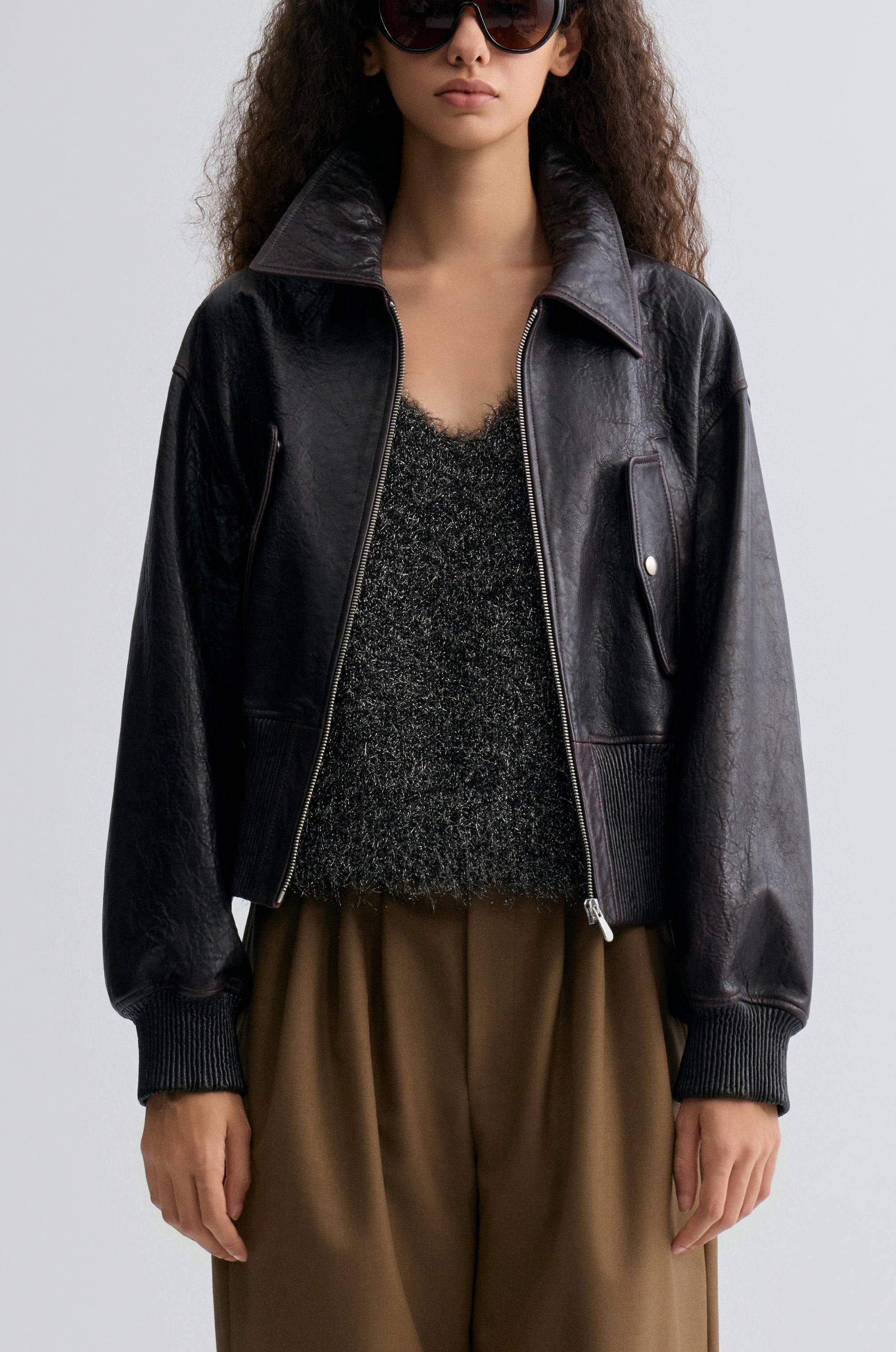 Leather Bomber Jacket