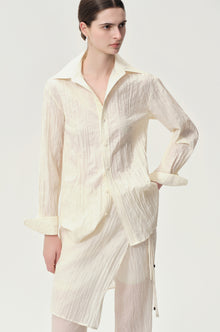 Crinkled Gauze Shirt Ecru