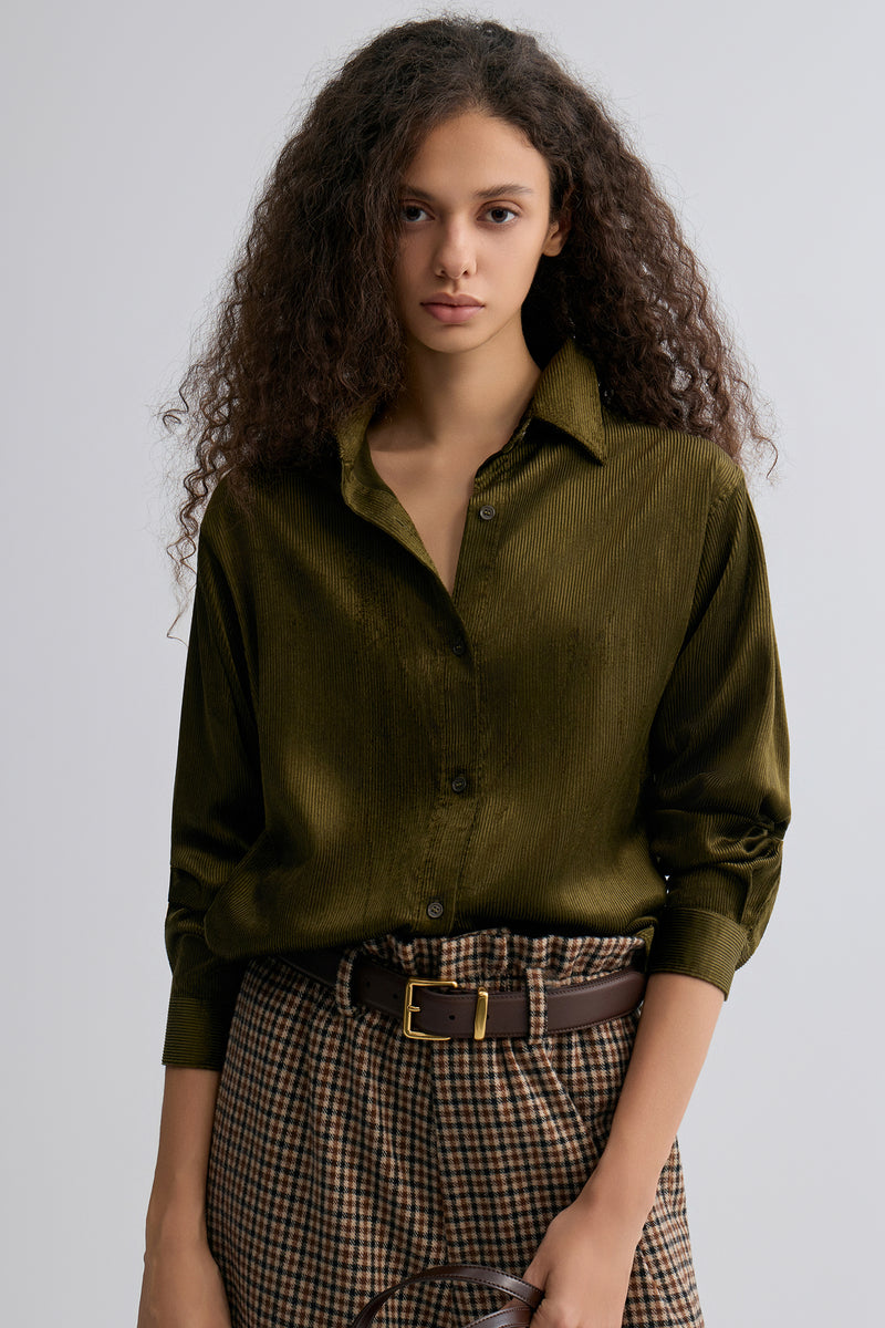 Weekend Corduroy Blouse Peat Moss