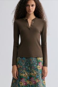 Superfine Merino Wool Knit Henley Olive