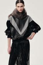 Patchwork Leather Sweater Black/Grey