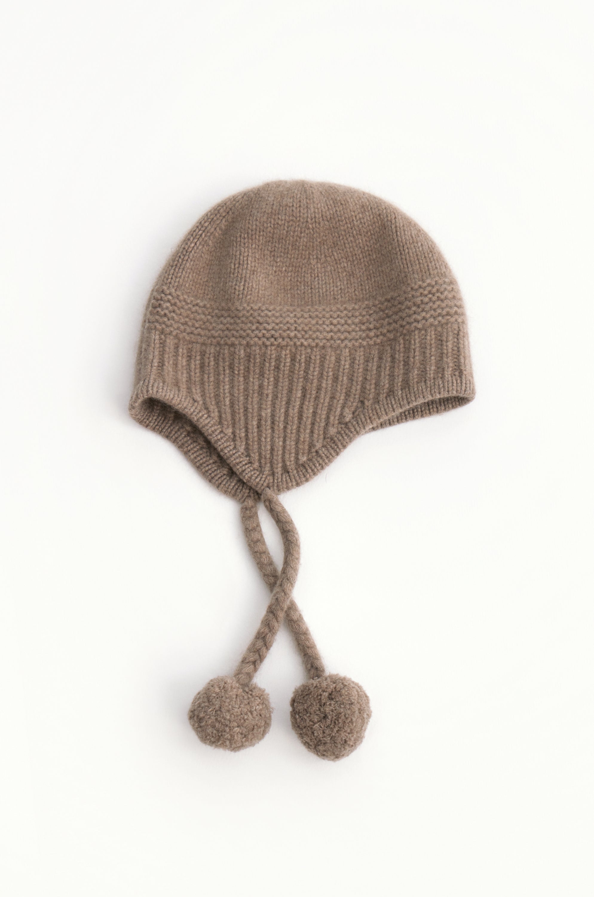 Cashmere Earflap Beanie Taupe Melange