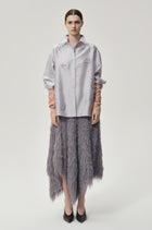 Asymmetrical Fringed Skirt Grey