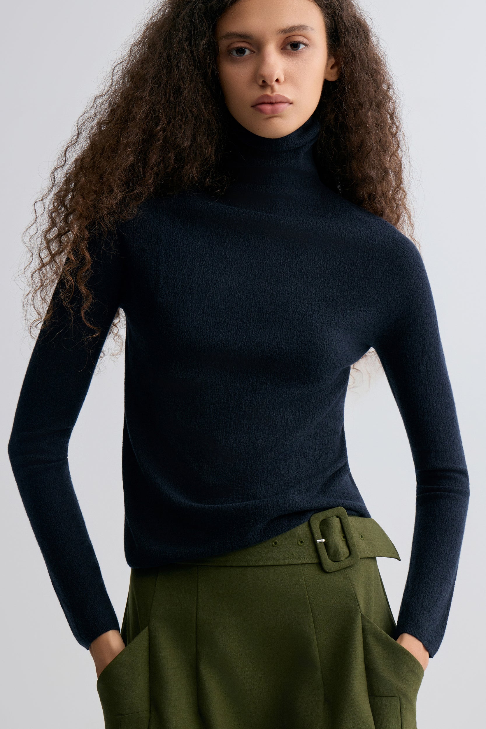 Wholegarment Fine Turtleneck Ink Blue