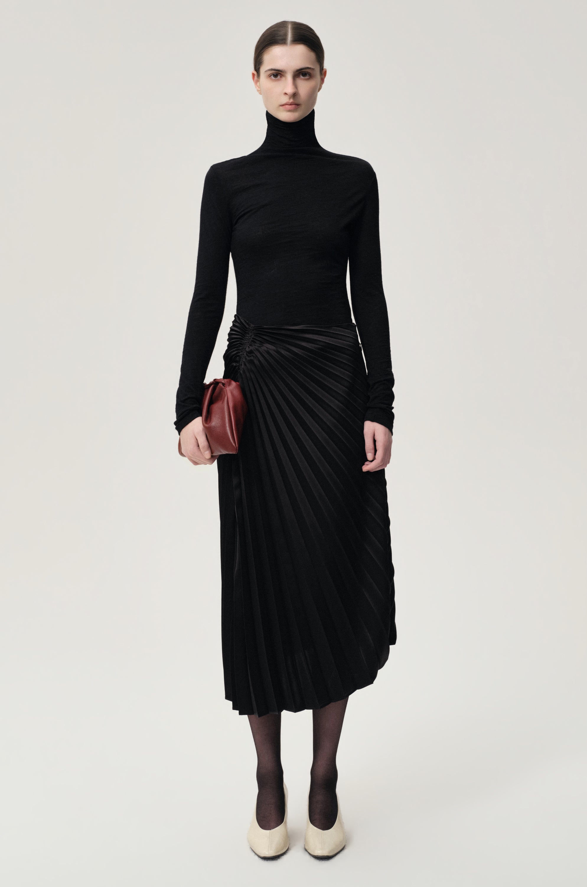 Asymmetrical Pleated Skirt Black