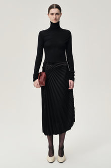 Asymmetrical Pleated Skirt Black