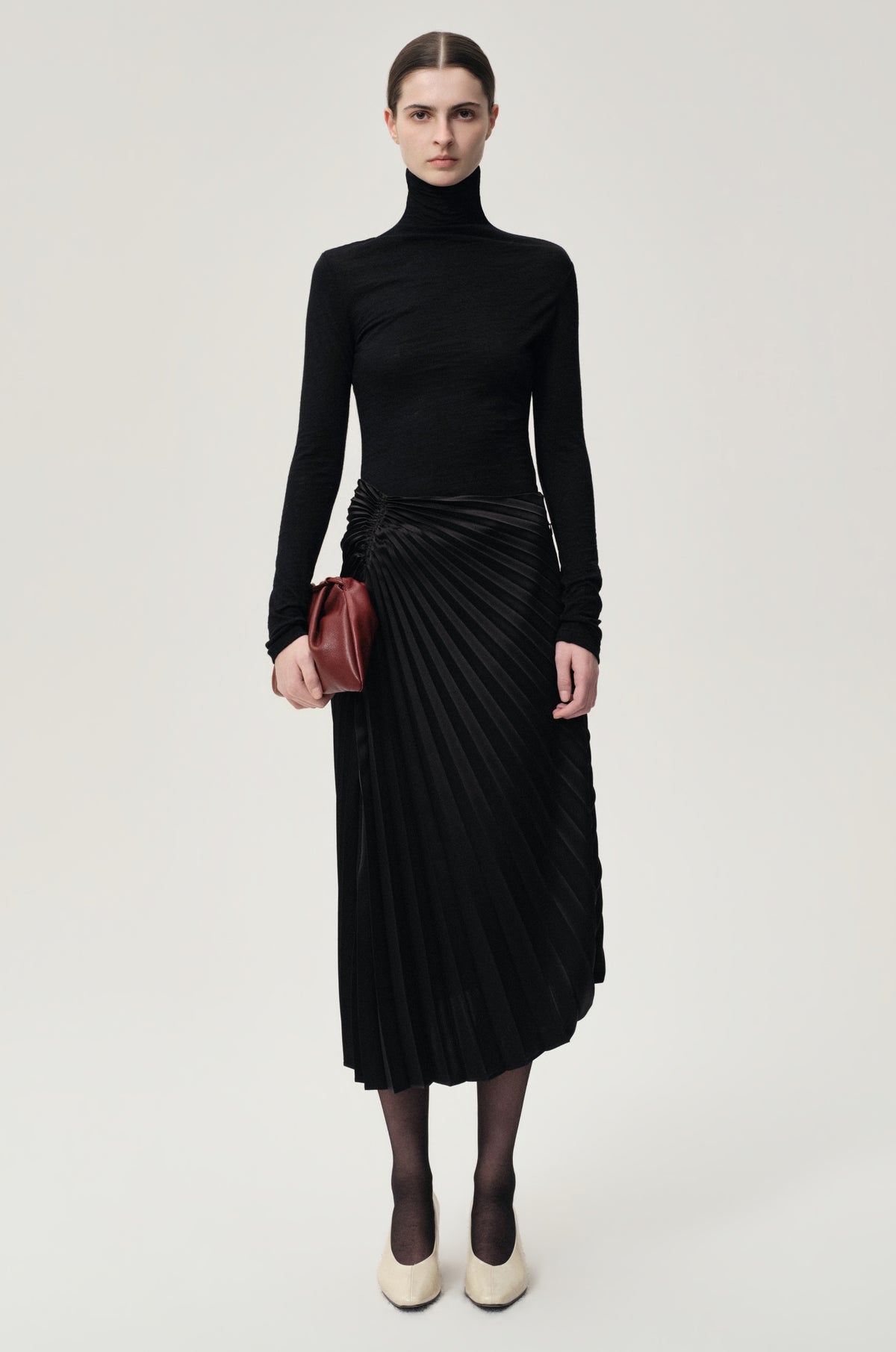 Asymmetrical Pleated Skirt Black