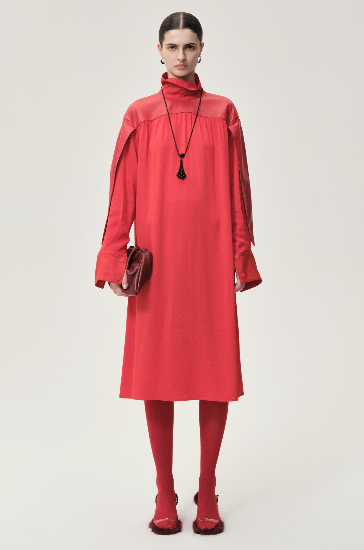 Leather Gathered Dress Grenadine