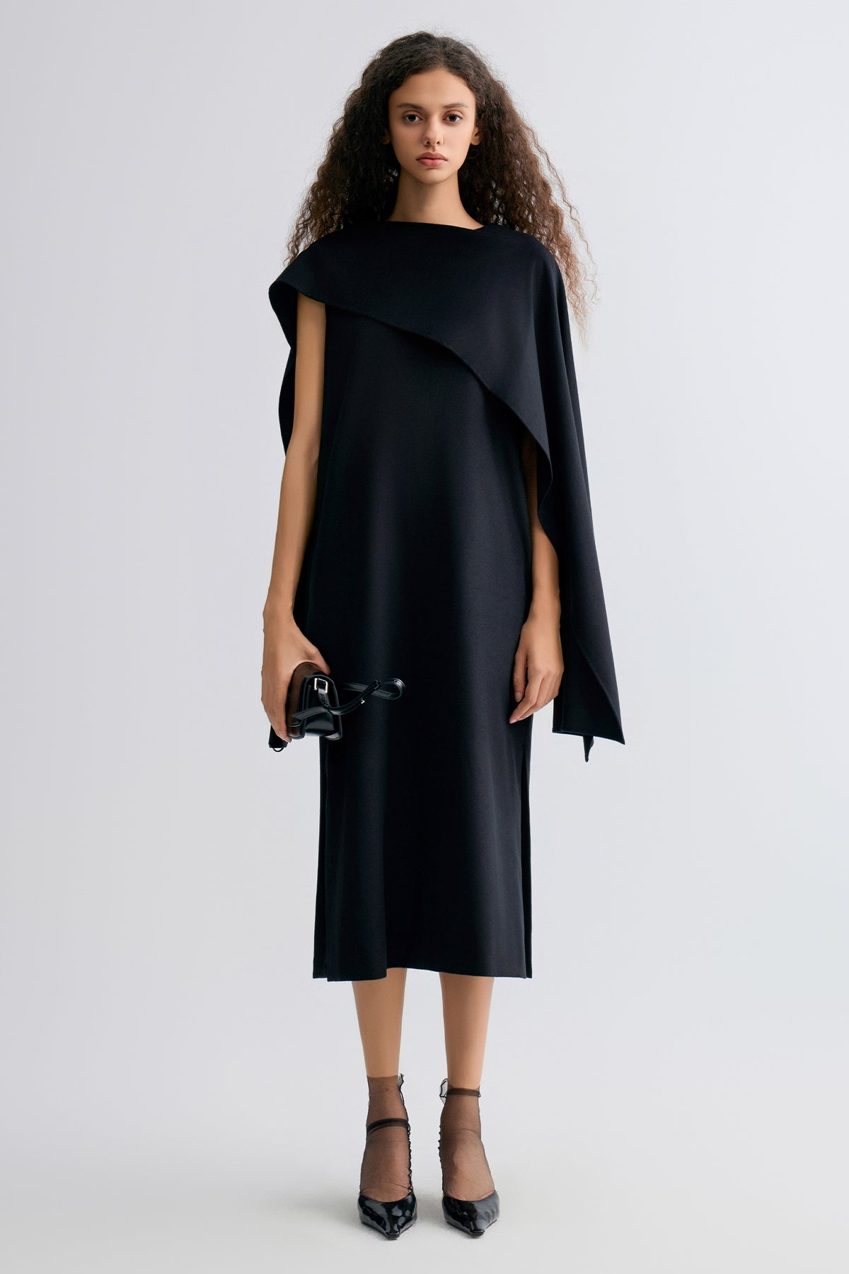 Opera Cape Maxi Dress Black