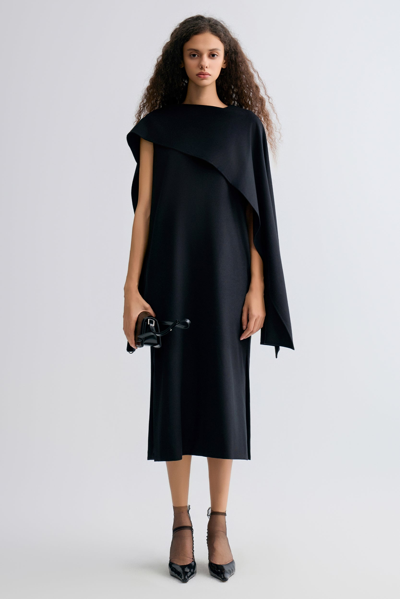 Opera Cape Maxi Dress Black