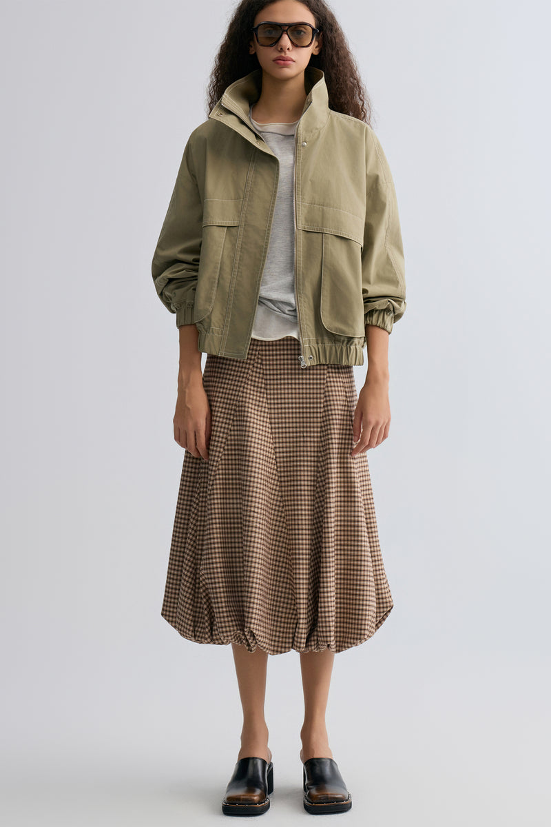 Tulip Checked Ballon-hem Skirt
