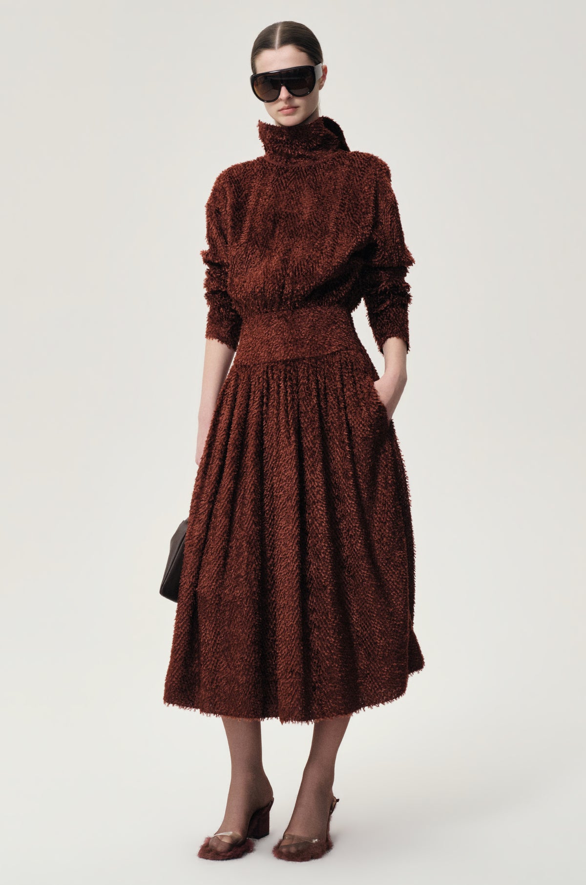 Brushed Trompe-l'œil Dress Cranberry