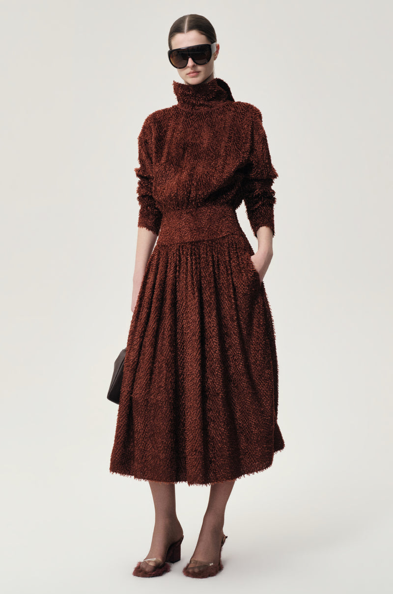 Brushed Trompe-l'œil Dress Cranberry