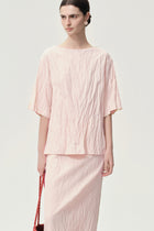 Crinkled Gauze Top Peach