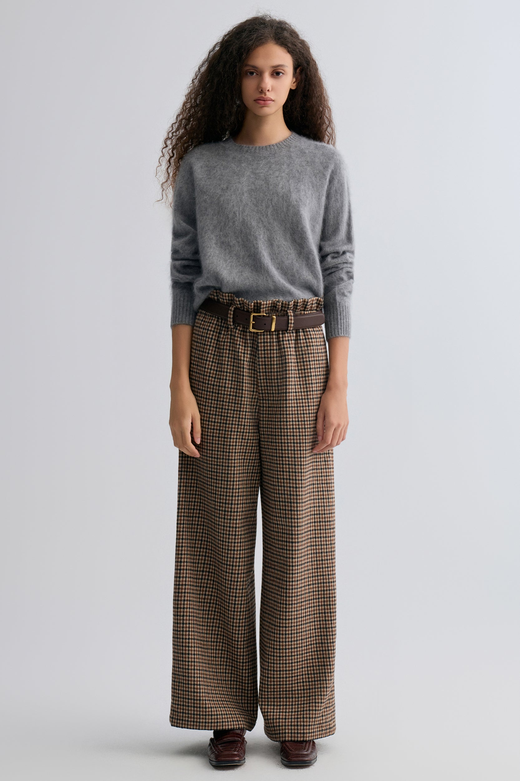 Check Wide-leg Trousers