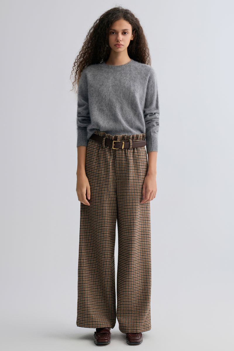 Check Wide-leg Trousers