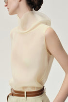 Silk Organza Turtleneck Top Butter
