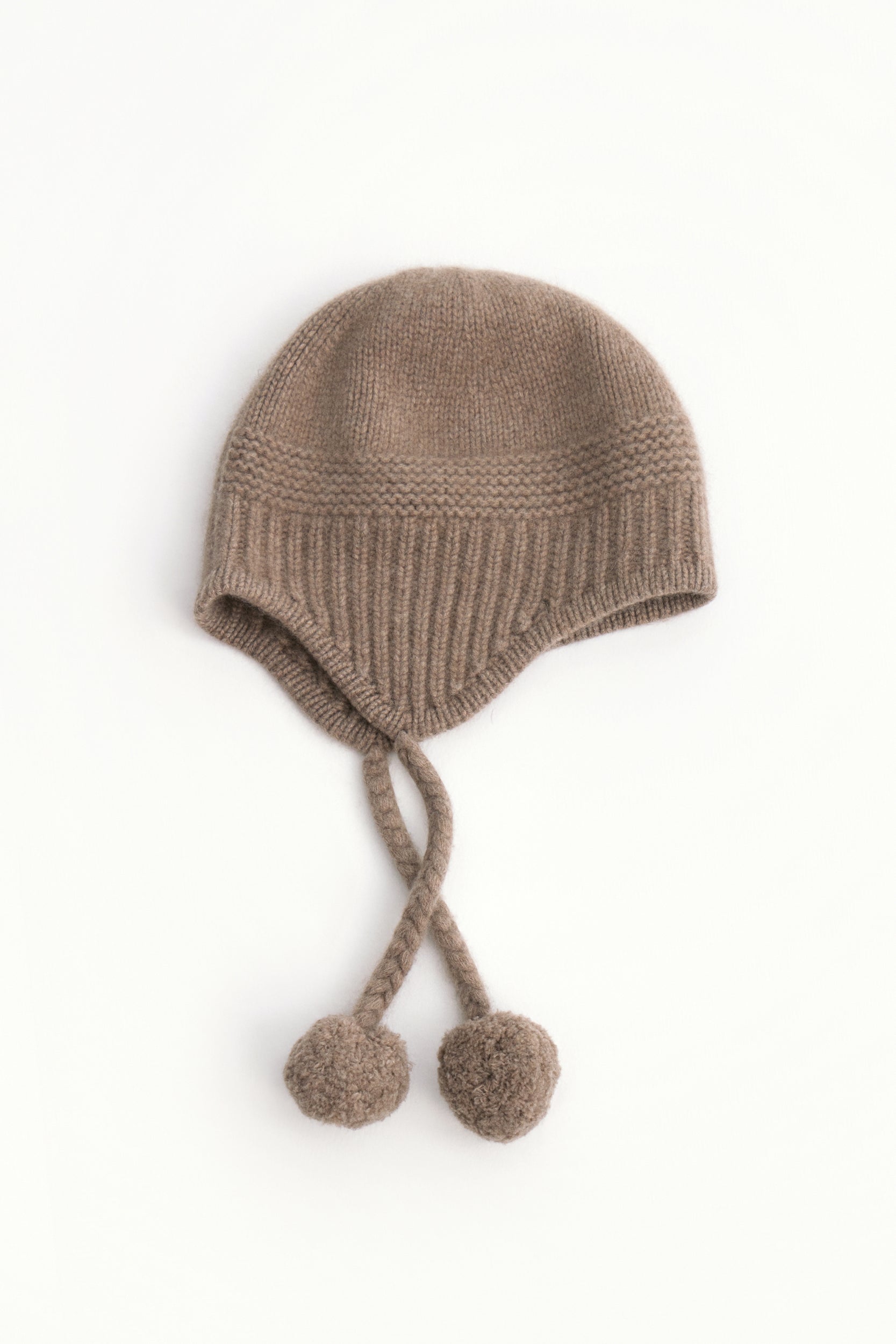 Cashmere Earflap Beanie Taupe Melange