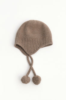 Cashmere Earflap Beanie Taupe Melange