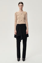 Stud-embellished Mesh Top Nude