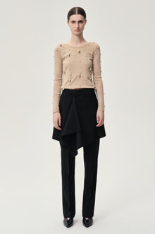 Stud-embellished Mesh Top Nude